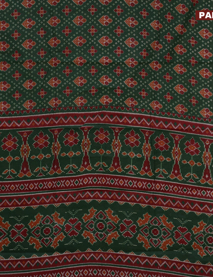 Muslin cotton saree green and maroon with allover ikkat prints and small zari woven border