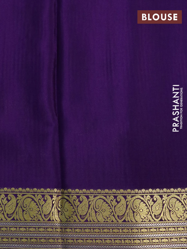 Pure mysore silk saree pink and deep purple with allover zari weaves and zari woven border