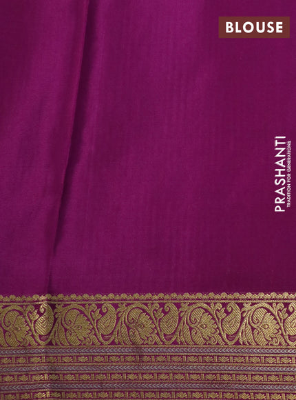 Pure mysore silk saree cs blue and purple with allover zari weaves and zari woven border