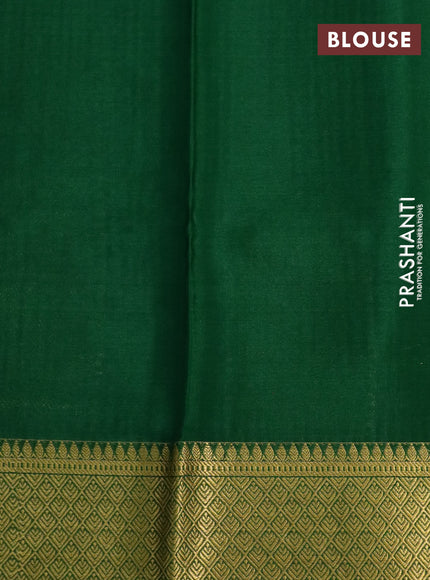 Pure mysore silk saree red and green with allover zari checked pattern and zari woven border