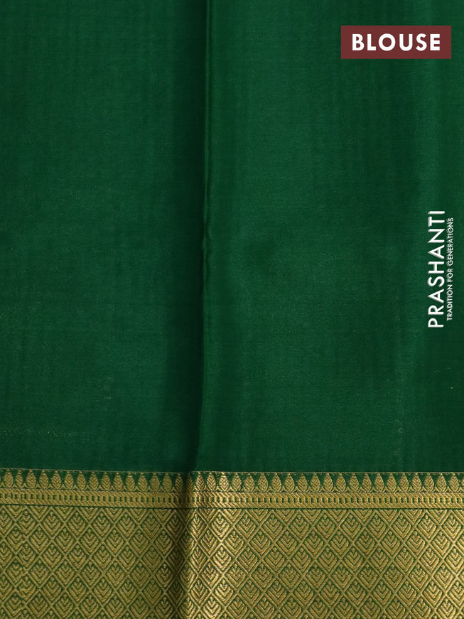 Pure mysore silk saree red and green with allover zari checked pattern and zari woven border