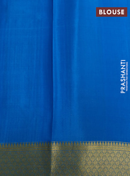 Pure mysore silk saree violet and cs blue with allover zari checked pattern and zari woven border