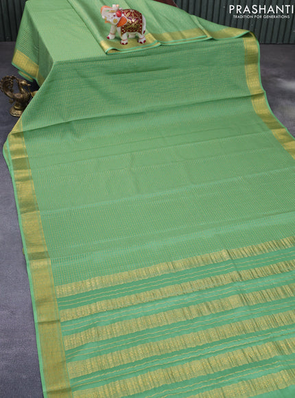 Pure mysore silk saree light green with allover zari checked pattern and zari woven border