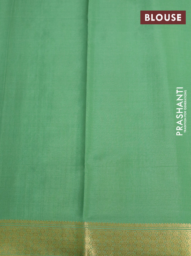 Pure mysore silk saree light green with allover zari checked pattern and zari woven border