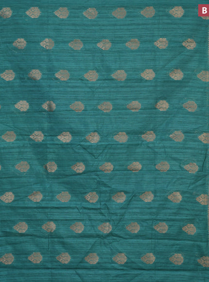 Banarasi semi matka silk saree green shade with zari woven buttas and zari woven border