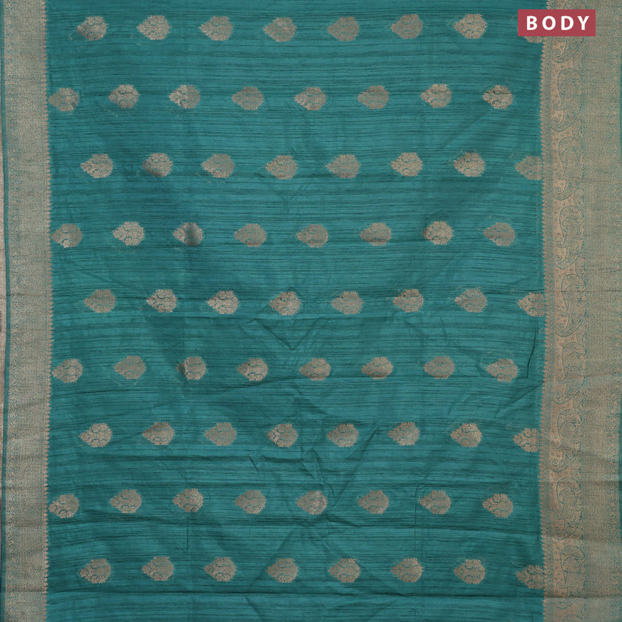 Banarasi semi matka silk saree green shade with zari woven buttas and zari woven border