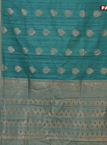 Banarasi semi matka silk saree green shade with zari woven buttas and zari woven border