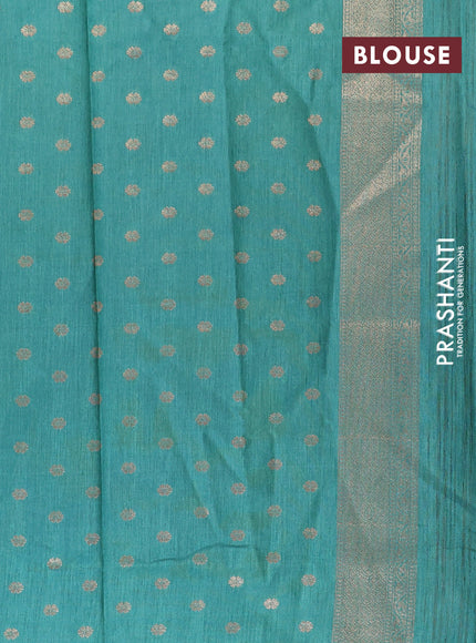 Banarasi semi matka silk saree green shade with zari woven buttas and zari woven border