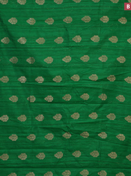 Banarasi semi matka silk saree green with zari woven buttas and zari woven border