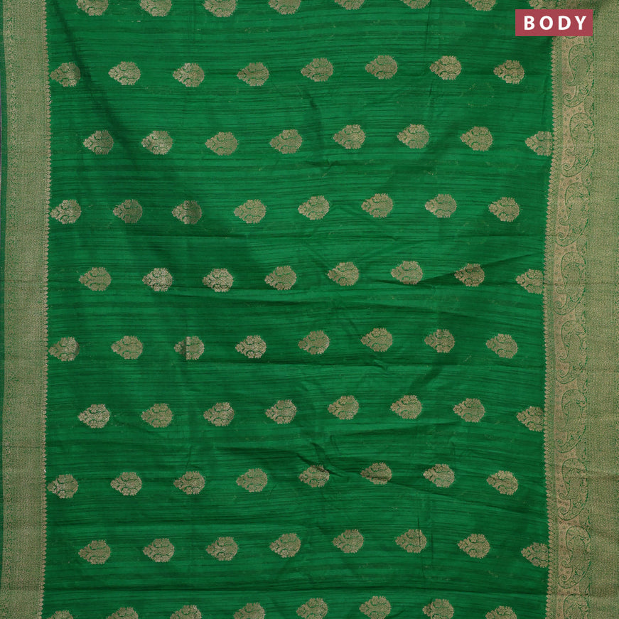 Banarasi semi matka silk saree green with zari woven buttas and zari woven border