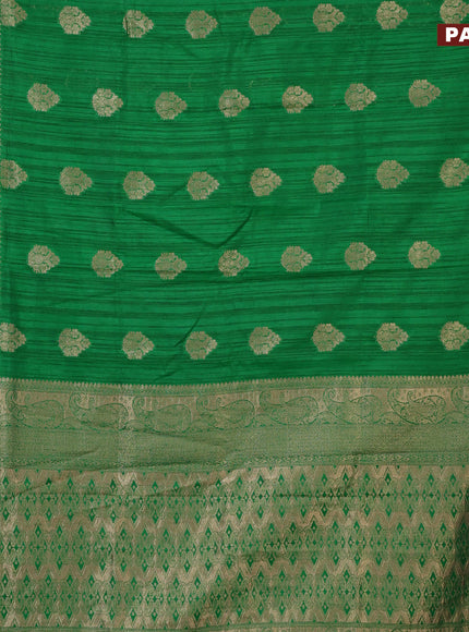 Banarasi semi matka silk saree green with zari woven buttas and zari woven border