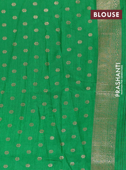 Banarasi semi matka silk saree green with zari woven buttas and zari woven border