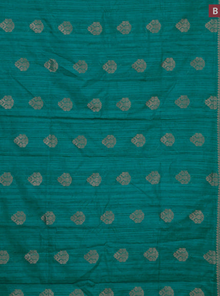 Banarasi semi matka silk saree teal blue with zari woven buttas and zari woven border