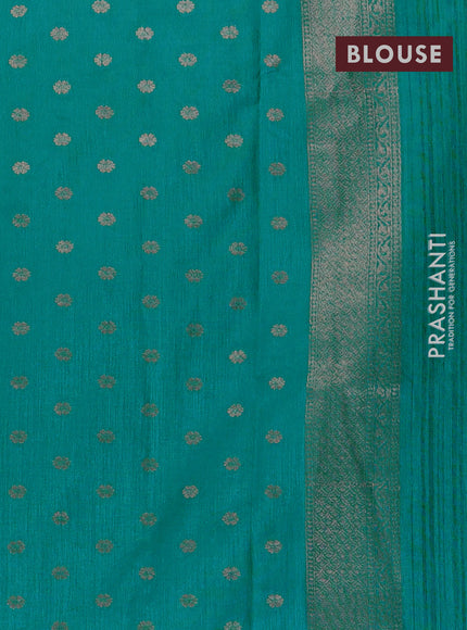 Banarasi semi matka silk saree teal blue with zari woven buttas and zari woven border