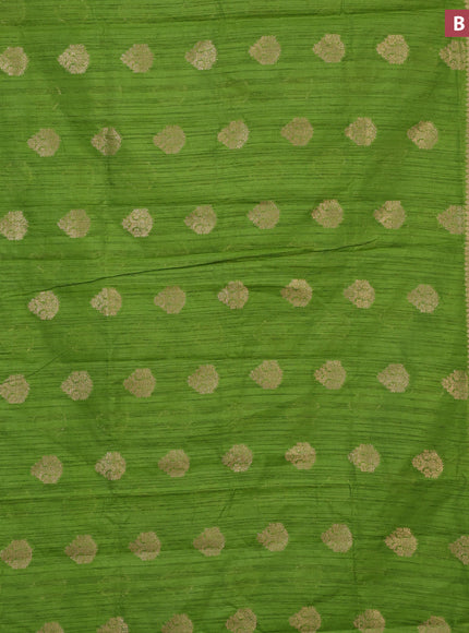 Banarasi semi matka silk saree light green with zari woven buttas and zari woven border