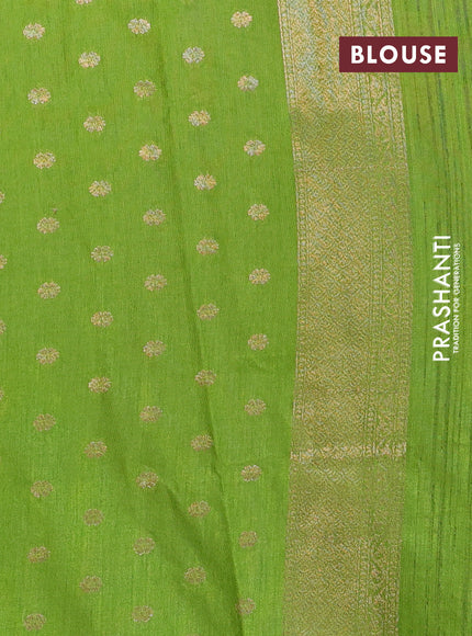 Banarasi semi matka silk saree light green with zari woven buttas and zari woven border