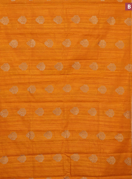 Banarasi semi matka silk saree mango yellow with zari woven buttas and zari woven border