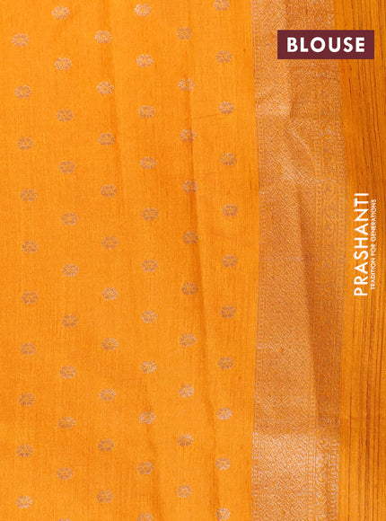 Banarasi semi matka silk saree mango yellow with zari woven buttas and zari woven border