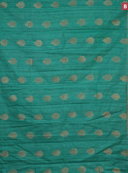 Banarasi semi matka silk saree green shade with zari woven buttas and zari woven border