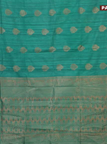 Banarasi semi matka silk saree green shade with zari woven buttas and zari woven border