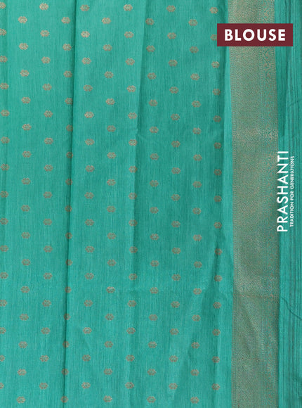 Banarasi semi matka silk saree green shade with zari woven buttas and zari woven border