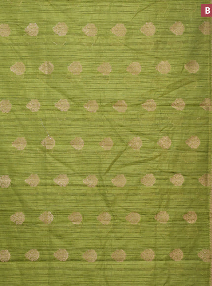 Banarasi semi matka silk saree mehendi green with zari woven buttas and zari woven border