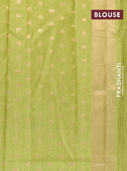 Banarasi semi matka silk saree mehendi green with zari woven buttas and zari woven border