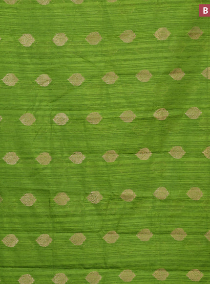 Banarasi semi matka silk saree light green with zari woven buttas and zari woven border