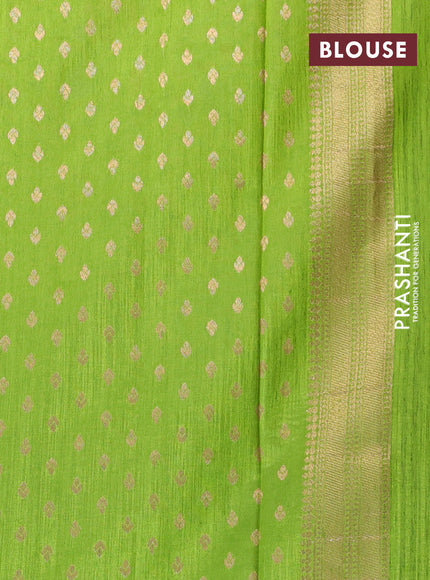 Banarasi semi matka silk saree light green with zari woven buttas and zari woven border