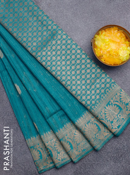 Banarasi semi matka silk saree pastel blue with zari woven buttas and zari woven border