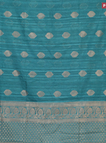 Banarasi semi matka silk saree pastel blue with zari woven buttas and zari woven border