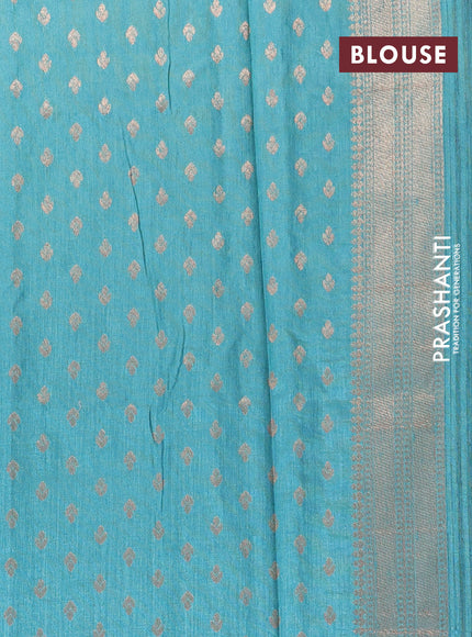 Banarasi semi matka silk saree pastel blue with zari woven buttas and zari woven border