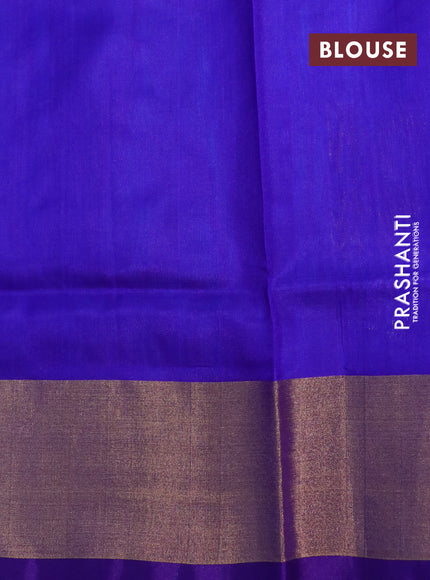 Pure uppada silk saree cs blue and blue with jamdhani buttas and jamdhani woven pallu