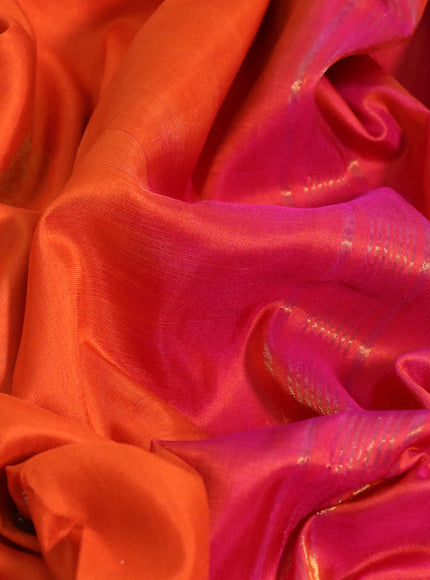 Pure uppada silk saree orange and pink with silver & gold zari woven buttas and zari woven border