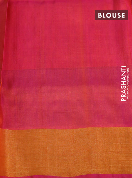 Pure uppada silk saree orange and pink with silver & gold zari woven buttas and zari woven border