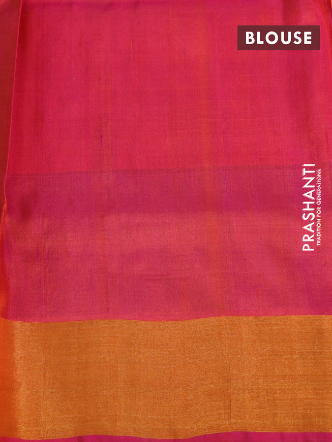 Pure uppada silk saree orange and pink with silver & gold zari woven buttas and zari woven border