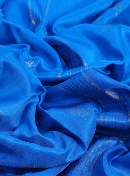 Pure uppada silk saree cs blue with silver zari woven buttas and silver zari woven border