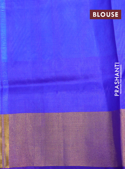 Pure uppada silk saree light blue and blue with silver & gold zari woven buttas and zari woven border