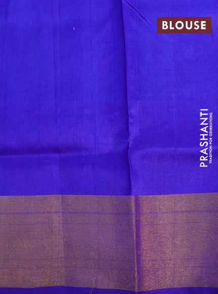 Pure uppada silk saree cs blue and blue with silver & gold zari woven buttas and zari woven border