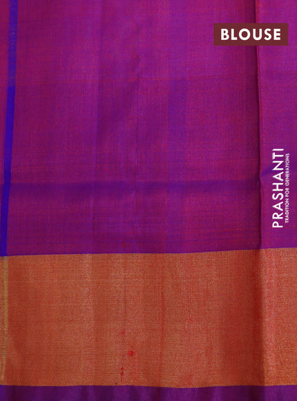 Pure uppada silk saree dual shade of mango yellow and dual shade of purple with jamdhani buttas and jamdhani woven pallu