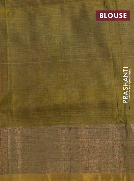 Pure uppada silk saree dark green and dark mustard yellow with jamdhani buttas and jamdhani woven pallu