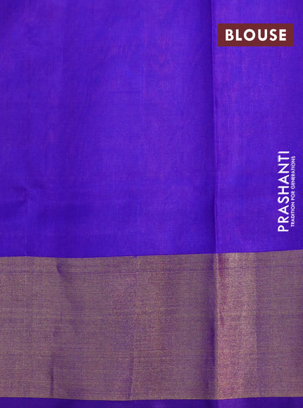 Pure uppada silk saree light pink and blue with zari woven paisley buttas and jamdhani woven pallu