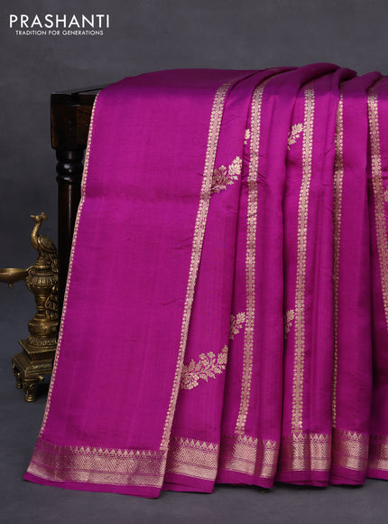 Poona silk saree purple with allover zari weaves and zari woven border