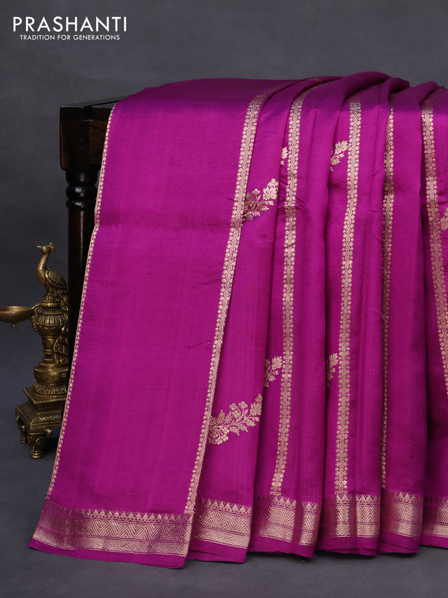 Poona silk saree purple with allover zari weaves and zari woven border