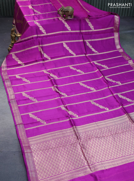 Poona silk saree purple with allover zari weaves and zari woven border