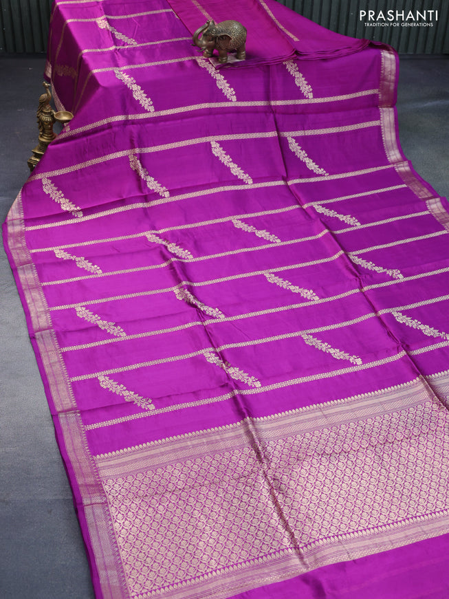 Poona silk saree purple with allover zari weaves and zari woven border