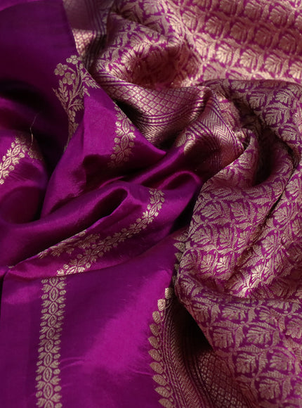 Poona silk saree purple with allover zari weaves and zari woven border