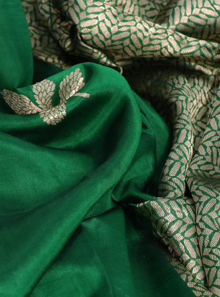 Poona silk saree green with zari woven buttas in borderless style