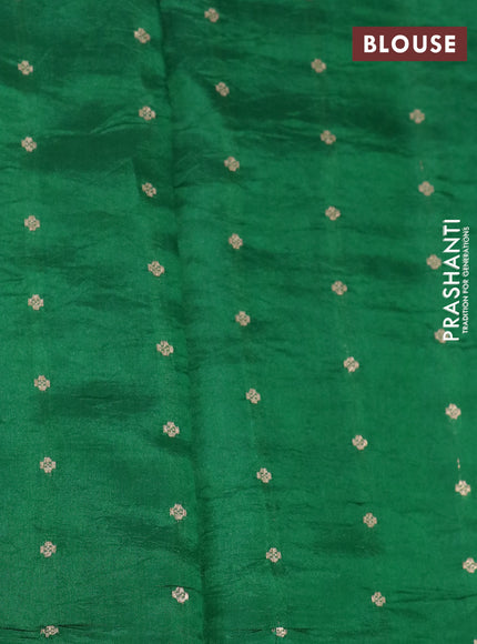 Poona silk saree green with zari woven buttas in borderless style