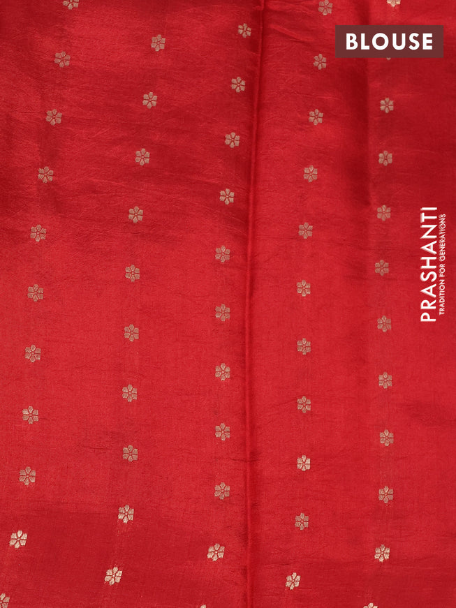 Poona silk saree red with paisley zari woven buttas in borderless style